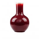 Decorative small celestial sphere shape red ice cracked glaze vase