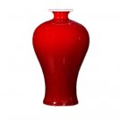 Decorative small mermaid shape red ice cracked glaze vase