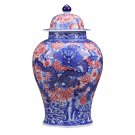 Designer hand-painted blue and white porcelain dragon red in glaze jar Designer hand-painted blue and white porcelain dragon red in glaze jar