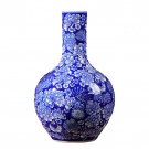 Celestial sphere shape bright blue and white ceramic antique vases