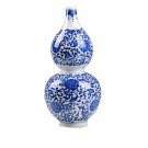 Decorative antique blue and white porcelain tangled lotus gourd vase