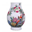 Peaches and peonies and birds pattern barrels shape ceramic vases