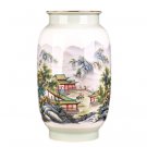 Landscape painting winter melon shape thin porcelain embryo vase