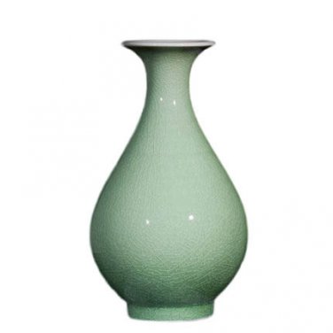Antique big green cracked glaze ceramic jars and ornaments for bedroom
