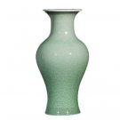 Antique big fishtail green cracked glaze ceramic vase for bedroom