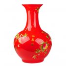 Large red enamel floor ceramic vases and ornaments