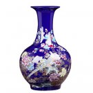 European style tall ornamental blue ceramic floor vase for living room