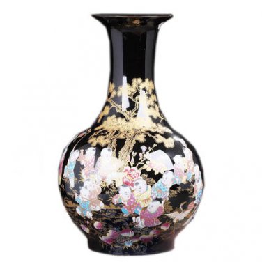 European large ornamental black figure painting ceramic floor vase