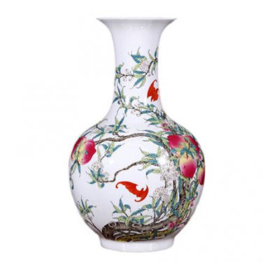 Ancient large qing dynasty qian long nine peaches ceramic vase home