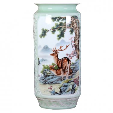 Hand-embossed calligraphy and painting ceramic vase container multiple