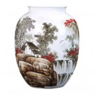 Designer large hand painted landscape ceramic vases for living room