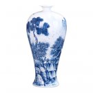 Designer large hand painted Pine trees and spring water ceramic vase Designer large hand painted Pine trees and spring water ceramic vase