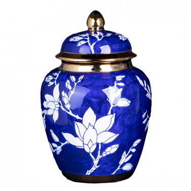 Antique small blue and white china ceramic storage vase living room