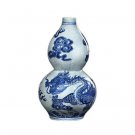 Cracked glazed blue and white porcelain dragon flower vases home