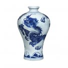 Cracked glazed blue and white dragon flower vases for living room