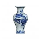 Cracked glazed blue and white porcelain dragon flower vase ornaments