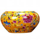 Bright yellow big enamel cornucopia ceramic pots and ornaments