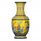 Vintage qing dynasty qian long large yellow decorative ceramic vases