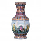 Enamel famille rose eight immortals cross the sea six square vase