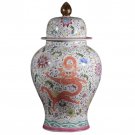 Extra tall colorful dragon and phoenix lucky ceramic jar living room
