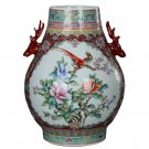 Hand painted pastel deer head ceramic vase with flowers and birds Hand painted pastel deer head ceramic vase with flowers and birds