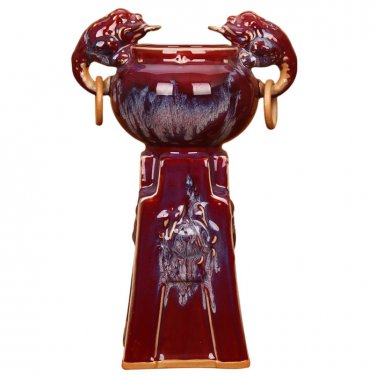 Jun porcelain official kiln red double eared golden toad ceramic vase