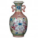 Hand painted pastel valuable decorated ceramics vase with phoenix