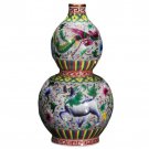 Enamel pastel gourd ceramic vase with phoenix hair and kirin horn
