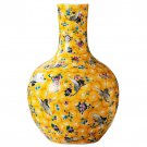 Vintage chinese yellow ceramic vase with birds and flowers living room Vintage chinese yellow ceramic vase with birds and flowers living room