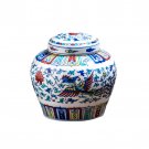Vintage hand painted blue and white porcelain sealed tea storage jars Vintage hand painted blue and white porcelain sealed tea storage jars