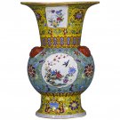 Vintage qing dynasty qian long enamel flower drum porcelain vase home