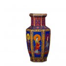 Antique six-sided figure painting enamel porcelain flower vase