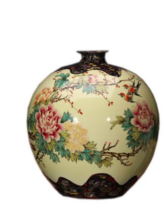 Designer hand painted pastel ceramic vases with birds and flowers