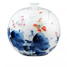 Designer hand-painted flower vase with lotus for home accessories