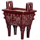 Vintage red four-corner square tripod aromatherapy furnace