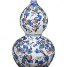 Vintage qing dynasty yong zheng blue and white ceramic flowers vase