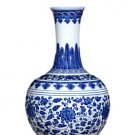 Vintage qing dynasty qian long blue and white ceramics vase ornaments
