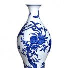 Vintage qing dynasty qian long blue and white ceramic vase ornaments