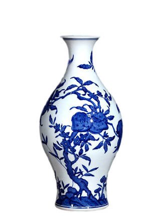 Vintage qing dynasty qian long blue and white ceramic vase ornaments