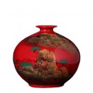 Red landscape pomegranate vase and ornament on kitchen window sills