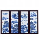 Rectangle blue and white mountains rivers ceramic wall hanging plates