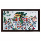 BaiZi children dining room sofa background wall ceramic painting