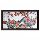 Birds and flowers dining room sofa background wall ceramic painting