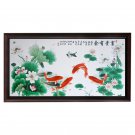 Lotus and fish dining room sofa background wall ceramic painting