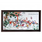 Boys playing dining room sofa background wall ceramic painting