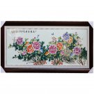 Ceramics plate painting with peonies decorative framed living room