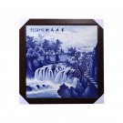 Hand-painted blue and white landscape ceramic hanging painting plate