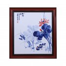 Hand-painted freehand lotus porcelain plate painting wall background