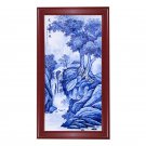 Jingdezhen Handpainted landscape blue and white ceramic plate painting