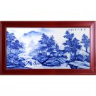 Hand-painted blue and white landscape porcelain plate painting home